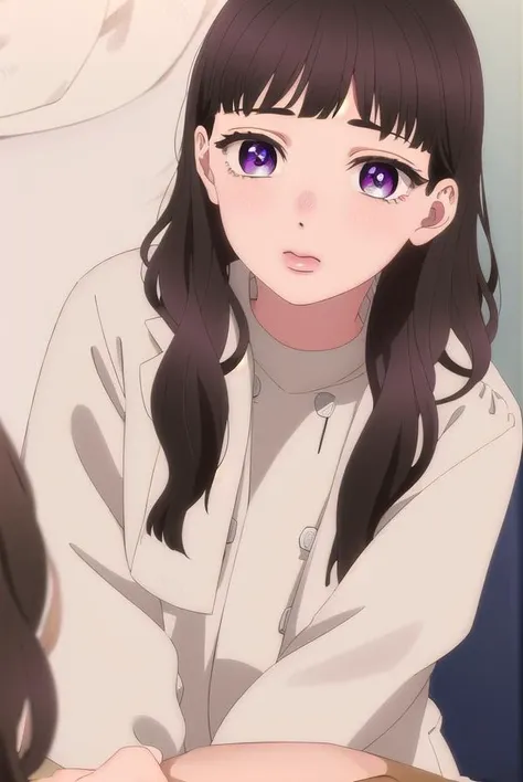 emmanakazono, <lora:emma nakazono-alpha-lora-nochekaiser:1>,
emma nakazono, long hair, bangs, brown hair, black hair, (purple eyes:1.1), blunt bangs, wavy hair,
BREAK jacket, sweater, lips, red shirt,
BREAK indoors,
BREAK looking at viewer, (cowboy shot:1.5),
BREAK <lyco:GoodHands-beta2:1>, (masterpiece:1.2), best quality, high resolution, unity 8k wallpaper, (illustration:0.8), (beautiful detailed eyes:1.6), extremely detailed face, perfect lighting, extremely detailed CG, (perfect hands, perfect anatomy),