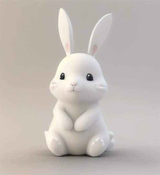 1 sticker rabbit , 3d, photo, HD, 8K, white complete background