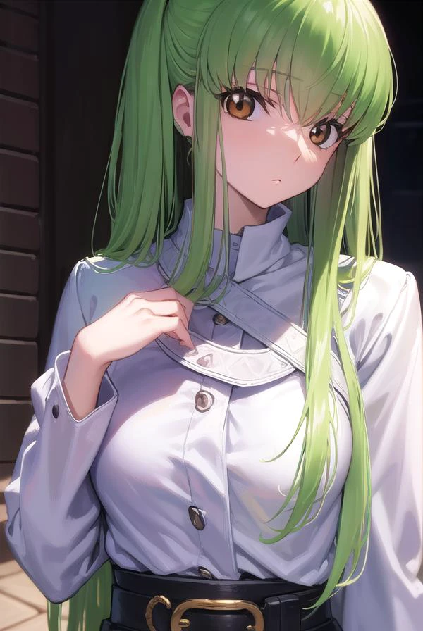 codegeasscc, <lora:codegeasscc-lora-nochekaiser:1>,
cc, (brown eyes:1.5), green hair, long hair, straight hair,
BREAK straitjacket, (white straitjacket:1.5), wide sleeves, belt, black belt,
BREAK outdoors, city,
BREAK looking at viewer, (cowboy shot:1.5),
BREAK <lyco:GoodHands-beta2:1>, (masterpiece:1.2), best quality, high resolution, unity 8k wallpaper, (illustration:0.8), (beautiful detailed eyes:1.6), extremely detailed face, perfect lighting, extremely detailed CG, (perfect hands, perfect anatomy),