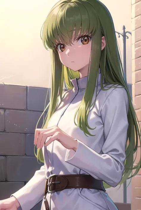 codegeasscc, <lora:codegeasscc-lora-nochekaiser:1>,
cc, (brown eyes:1.5), green hair, long hair, straight hair,
BREAK straitjacket, (white straitjacket:1.5), wide sleeves, belt, black belt,
BREAK outdoors, city,
BREAK looking at viewer, (cowboy shot:1.5),
BREAK <lyco:GoodHands-beta2:1>, (masterpiece:1.2), best quality, high resolution, unity 8k wallpaper, (illustration:0.8), (beautiful detailed eyes:1.6), extremely detailed face, perfect lighting, extremely detailed CG, (perfect hands, perfect anatomy),
