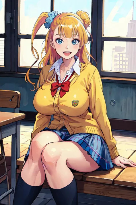 (best quality, masterpiece, RAW photo,ultra-detailed:1.2), <lyco:GoodHands-beta2:1.0> 1girl ,looking at viewer, smile, :D,
huge breasts, <lyco:galko:0.8>galko,galkoschool, plaid skirt, sitting