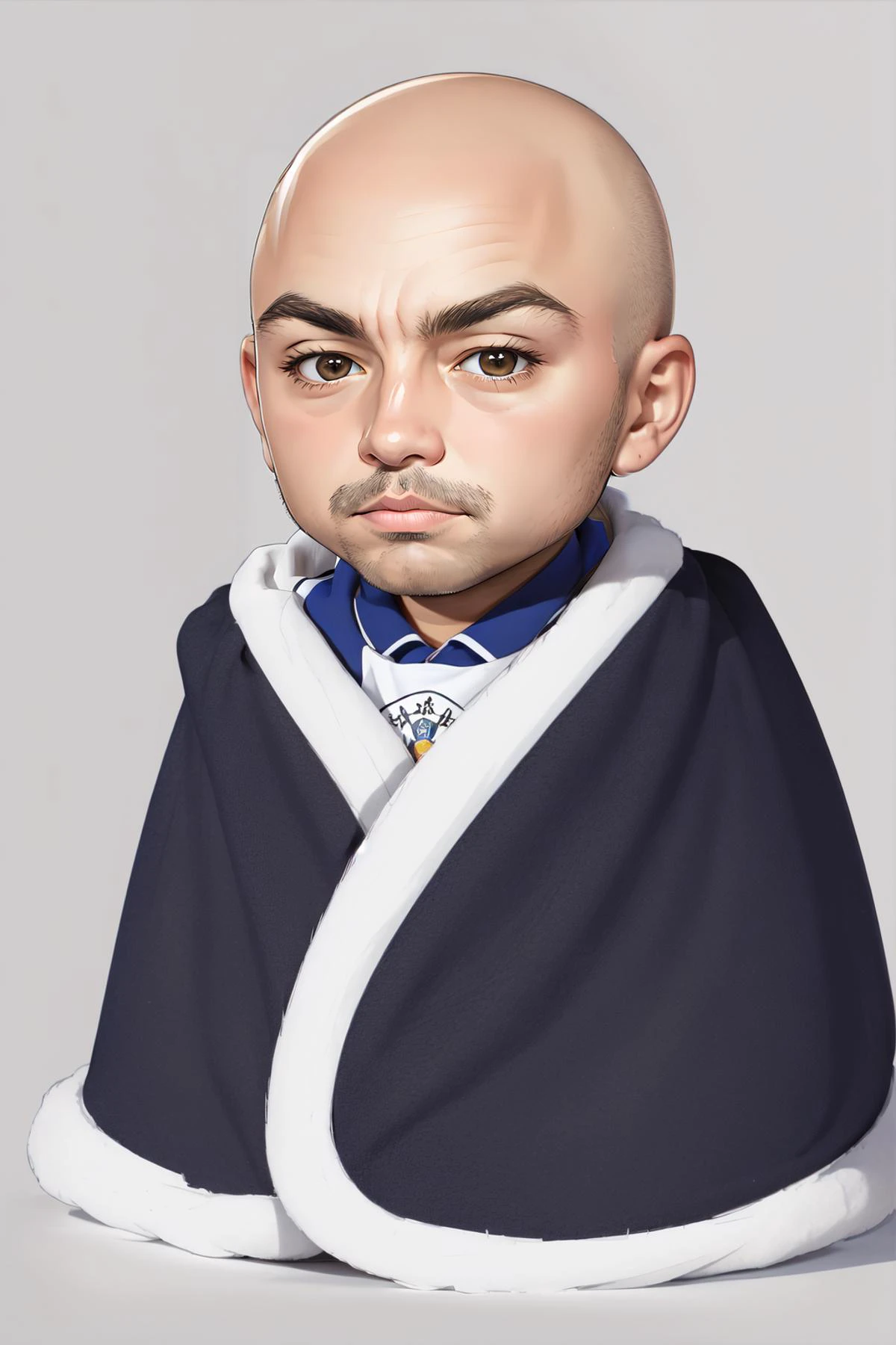 (masterpiece, best quality), intricate details,
1boy, man, <lora:Joe Rogan - Trigger w Joerogan Person:0.8> Joerogan Person, bald,
<lora:cozyblanket-nvwls-v1:0.8> cozyblanket, chibi, simple background, blanket,