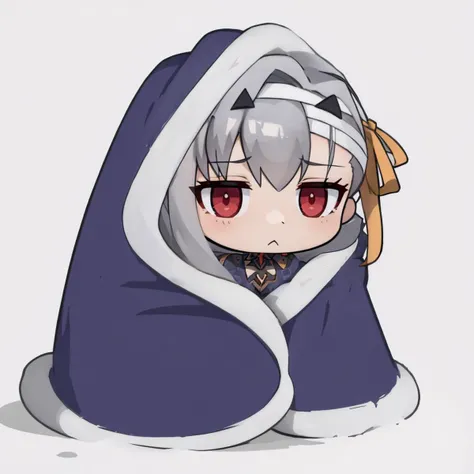 masterpiece, best quality, 1girl, solo, chibi, <lora:cozyblanket-nvwls-v1:1> cozyblanket, <lora:modernia-nikke-richy-v2:1> modernia, red eyes, sleepy,