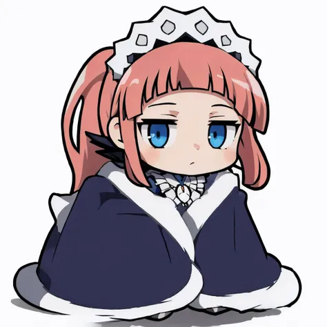 masterpiece, best quality, 1girl, solo, chibi, <lora:cozyblanket-nvwls-v1:1> cozyblanket, <lora:feliciaflora-nvwls-v1-final:1> fefelicia, blue eyes, maid headdress,