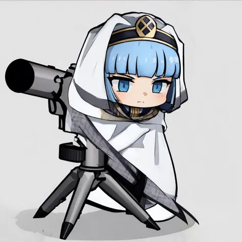 masterpiece, best quality, 1girl, solo, chibi, <lora:cozyblanket-nvwls-v1:1> cozyblanket, <lora:silque_fe_v1:1> silque <lora:tow-concept-richy-v2:1> towlauncher, tripod, aiming
