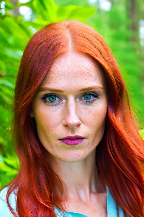 A stunning intricate full color portrait of (sks woman:1), redhead, blue eyes wearing a white dress, into a forest, epic character composition, by ilya kuvshinov, alessio albi, nina masic, sharp focus, natural lighting, subsurface scattering, f2, 35mm, film grain,(photorealistic:1. 4),(8k, RAW photo:1. 2), (best quality:1. 4),(ultra highres:1. 2), <lora:audreyv11-000003:1>