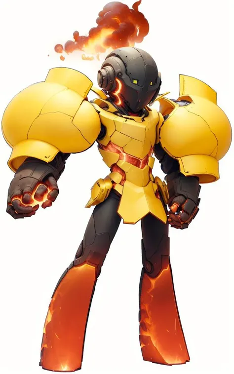 breathing_fire, fire, flame, full_body, helmet, male_focus, simple_background, solo, standing, white_background, yellow_eyes,Armarouge,
<lora:MagmaTech-20:1.2>,MagmaTech, lava,scifi