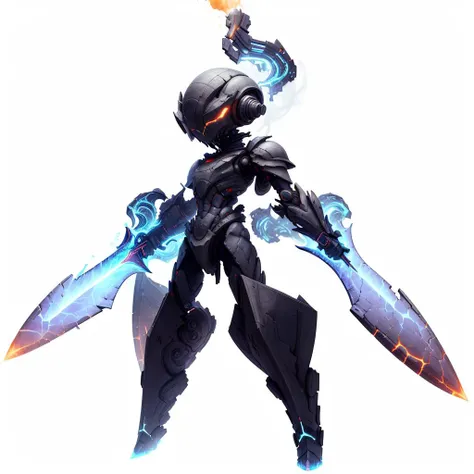 armor, fire, full_body, helmet, holding, holding_sword, holding_weapon, simple_background, solo, standing, sword, weapon, white_background,ghost energy,
<lora:MagmaTech-20:1.2>,MagmaTech, lava,scifi
