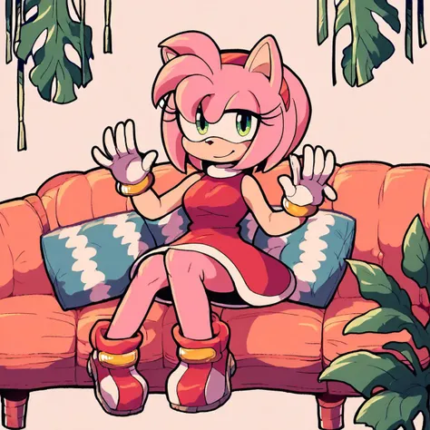 Personaje amy rose de sonic, desnuda cuerpo sexy,  (NSFW) lado posterior mostrando el culo y su ano, sexy mostrando su posterior full body siz