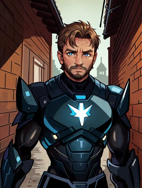 ((BobbyCipher (male, man, masculine:1.2) )) <lora:colorify:0.3>, <lora:GoodHands-beta2:0.8>, BREAK portrait, looking at viewer, solo, from front, front view, upper body, detailed background, detailed face, (<lora:StealthTech:0.6>, sleek angular, stealthtech theme:1.1), face covered by bandana , renegade, (tattoos:0.9), (crouched position:0.75), dynamic pose, rugged dark leather (armor:0.7), straps, keys, small leather pouch, dark alleyway background, secret, , suspicious, , shady dealings, contraband in background midnight, gloomy atmosphere,