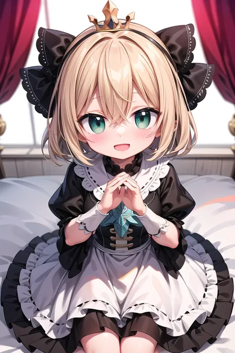 Wear beautiful clothes（the maid outfit），maidennurse，Heteropupil，Heterochromia，The  was cute，cat ear，coda，Tied with a ball head，hair tying up，（mitts），dynamicposes，photographed，borgar，Full body photo, yellow hair,maid cafe, moe moe kyun