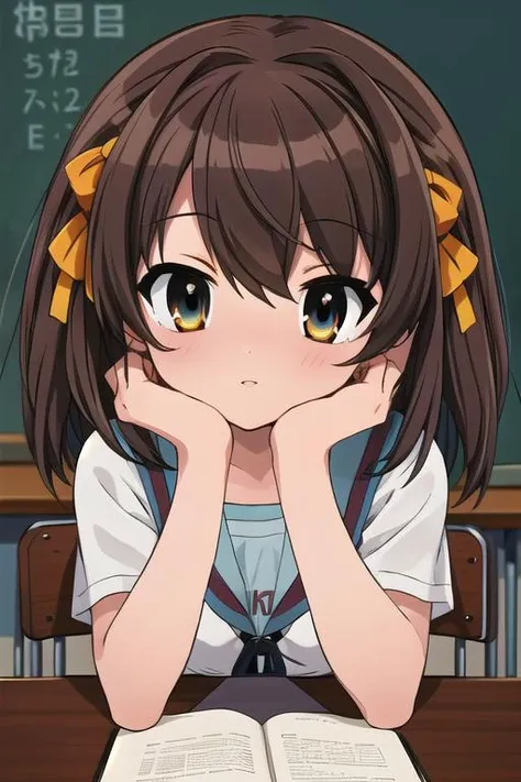 masterpiece,ultra detail,best quality,1girl, POVadoring <lora:POVadoring:0.6> ,shiny eyes,classroom,desk <lora:Haruhi Suzumiya - [The Melancholy of Haruhi Suzumiya] - Version 1:0.7>Haruhi Suzumiya