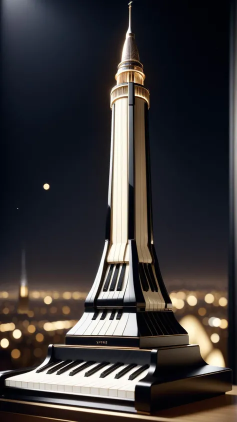 <lora:P14n03l3g4nt3b0n3XL:1>P14n03l3g4nt3b0n3 a huge musical spire tower emitting harmonious frequencies into space, black, white, ebony, ivory, luxury, 24mm, (analog, cinematic, film grain:1.3), Bokeh DOF, (Masterpiece:1.3) (best quality:1.2) (high quality:1.1)