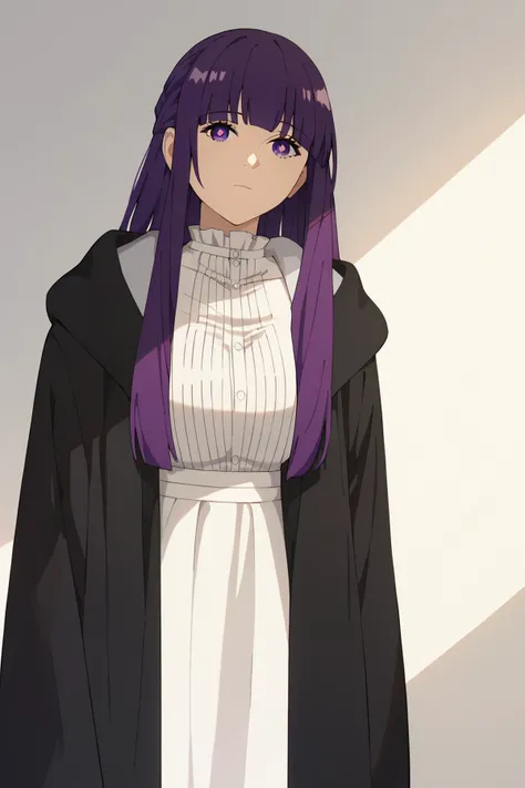 FernCasual, white dress, black robe, open clothes, hood, frilled collar<lora:SousouNoFrieren_FernXL:0.9>FernSSnF,purple hair, long hair, purple eyes, bright pupils, blunt bangs,large breasts, <lora:age_slider_v4:4>, Score_9, Score_8_up, Score_7_up, Score_6_up, Score_5_up, Score_4_up, BREAK,1girl in full growth, best quality, masterpiece, ultra-detailed, high quality,good quality,1 girl,(master piece,high resolution, ultra detailed,8K,16K),look at viewer