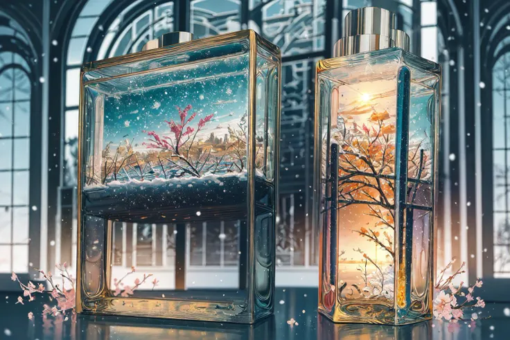 (masterpiece:1.2), best quality, PIXIV, World in a bottle, Reflection, glowing, no human, scenery, background, snowing, Ice crystal snowflake, <lora:World in a bottle_20230812204052:1>