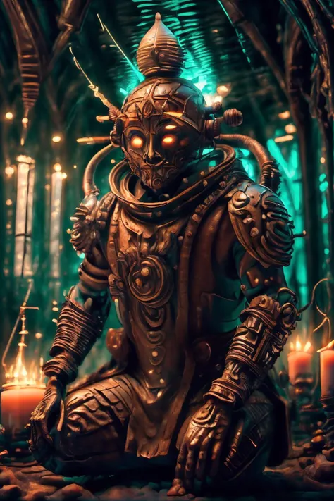 a profestional picutre of 1man, hydr04rmor, hydropunk, glowing, mistic warrior, <lora:Clothing - Hydro Armor:0.7> , <lora:JavaPunkAI:1.2> javapunkai Candlelit Ritual: Description: In a dimly lit chamber, the cultist stands before a sigil drawn on the floor. They hold a lit candle in one hand and a dagger in the other. Their voice chants eerie incantations, and the flickering candlelight casts eerie shadows that dance with the energy of the ritual. , camera angle close-up and focus on full body, photorealism,unreal 5 daz,perfectly drawed hands,perfectly drawed face,perfect body,extremely detailed artgerm greg rutkowski greg,((ultrasharp)),((masterpiece)),((best quality)),((ultradetailed)),((intricated details)),ultradetailed character,detailed face,intricated face details,<lyco:GoodHands-beta2:1>,extremaly detailed background,perfectly detailed face,character focus,intricated details of face,fFaceDetail <lora:add_detail:0.7> ultra realistic,32k,RAW photo,(high detailed skin:1.2),8k uhd,dslr,soft lighting,high quality,film grain, beautiful and aesthetic,extremely detailed <hypernet:sxzBloom_sxzBloom:1>,8k, extremely_clear,