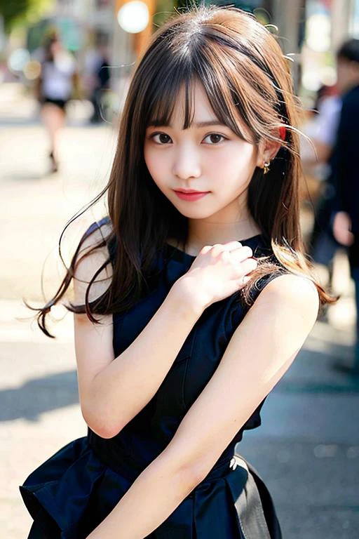 (extremely detailed CG unity 8k wallpaper), (masterpiece), (best quality), (ultra-detailed), (best illustration), (best shadow), (photorealistic:1.6), real human skin, lens flare, shade, backlighting, bloom, depth of field, natural lighting, hard focus, film grain, look at the viewer, asian, kpop idol:1.2, mix4, <lora:japaneseDollLikeness_v10:1>,
1 girl, 21 yo, solo, skinny, pale skin, soft lips, (light eyebrow:1.4),shiny brown eyes, black straight hair, small breasts, beautiful detailed sky, street(crowd:1.2), night, (nose blush), beautiful detailed eyes, white japanese school uniform, sailor suit, black pleated skirt, stockings, sneakers, happy, smile