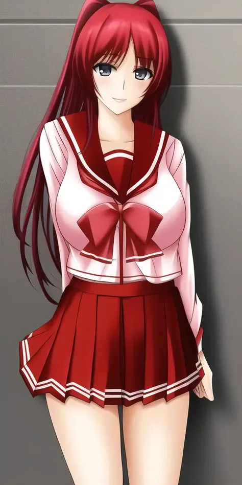 masterpiece, best_quality, highres, <lora:TamakiKousaka:0.75> TamakiKousaka, large_breasts, KaiyoSchoolUniform, red_hair, solo