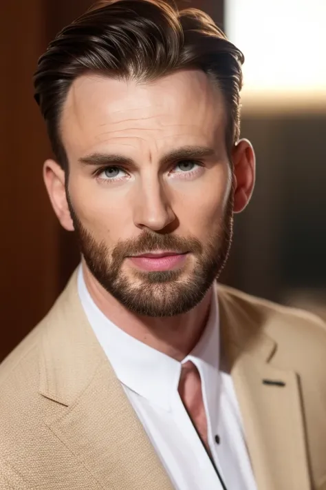 
A portrait of a handsome man,best quality,masterpiece, Simple  background, dz/zhengshi nice  ,<lora:chrisEvans_dzV1:1.2>
