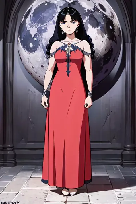(full body, a woman standing the moon:1.2), beautiful eyes, beautiful girl, high detail skin, high detail eyes, high detail hair, highres, ultra detailed, sharpen picture, Highly detailed, masterpiece, best quality, photorealistic, red dress, frills <lora:MiaOsa001:1>