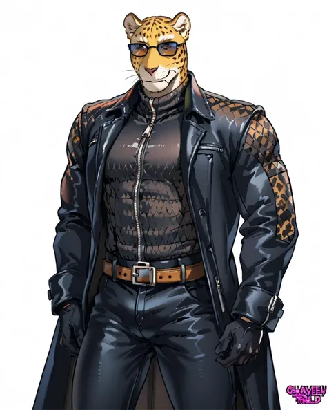score_9, score_8_up, score_7_up, score_6_up, source_furry, rating_explicit, ah1, furry, best quality, (masterpiece:1.4), (high quality:1.4), sharp focus, 4k, absurd resolution, BREAK <lora:albertwesker-guy-PONYv1:0.8>, (((black gloves, sunglasses, belt, black coat, black pants))), highly detailed, highres, extremely detailed, looking at viewer, toned, athletic, fit, black turtleneck, zipper, black boots, (graphene textured clothes:1.7), charr (leopard boy, yellow fur, small eyes), by Kenket, <lora:tobias:0.6>, smirk, cocky, (Leaning against a sinister, culture tank)