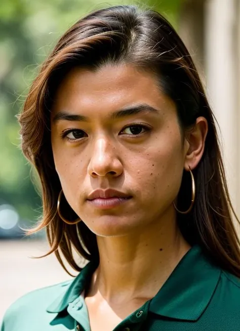 A stunning intricate color close up portrait of (sks woman:1) , wearing Polo shirt and khaki shorts, epic character composition, sharp focus, natural lighting, subsurface scattering, f2, 35mm, film grain, , by Dominique Issermann, <lora:lora-small-grace-park-v1:1>
