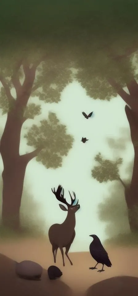 a deer, a crow, a mole and a tortoise. They would meet every afternoon under a shady banyan tree and talk for hours.