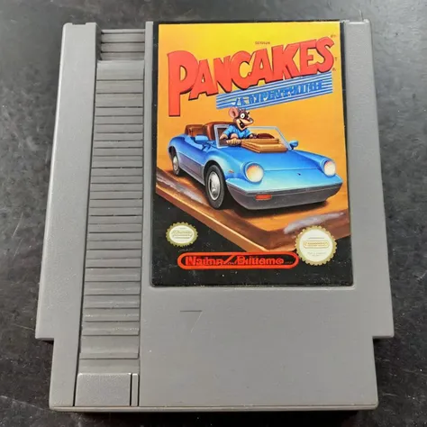<lora:nes:1> nes, game titled "Pancakes", rat driving a car, english text, parody