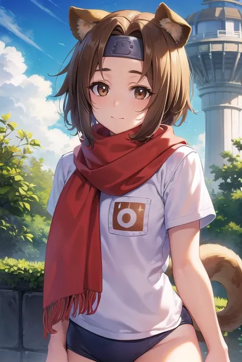 arcanaheartkonoha, <lora:arcana heart konoha-lora-nochekaiser:1>,
arcana heart konoha, animal ears, brown hair, dog ears, (brown eyes:1.5), (parted bangs:1.5), headband, smile,
BREAK buruma, gym uniform, scarf, tail, short sleeves, shirt, white shirt, red scarf, thighhighs,
BREAK outdoors, forest, nature, sun, sky, clouds, grass, trees,
BREAK looking at viewer, (cowboy shot:1.5),
BREAK <lyco:GoodHands-beta2:1>, (masterpiece:1.2), best quality, high resolution, unity 8k wallpaper, (illustration:0.8), (beautiful detailed eyes:1.6), extremely detailed face, perfect lighting, extremely detailed CG, (perfect hands, perfect anatomy),