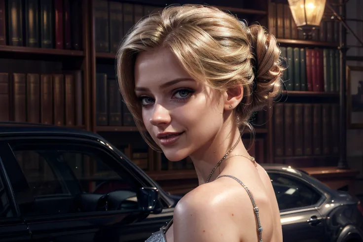 perfecteyes eyes,,skin, (Breasts), Straight Hair, Blonde Hair, Strappy Sandals, Thin, Strappy Heels, (Eyes mad),(Mouth smiling), ((SFW)), high-quality, sharp, highly detailed, score_9, remarkable color, ultra realistic, highly realistic, realistic, masterpiece, absurdres, intricate, highly detailed, detailed, high quality, best quality, highres, reality, dimly lit, night, dusk, evening, dark, dreary, 8k, cinematic lighting, volumetric lighting, detailed hair, perfect eyes, perfect face, ((from side)),
