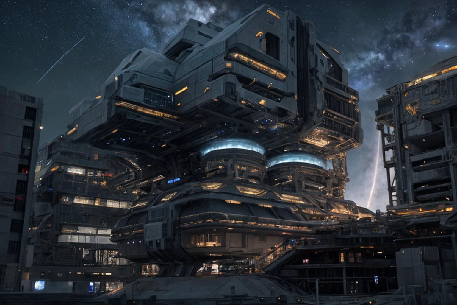 HDR photo, exterior futuristic space station being built, space, stars, nebula, intricate, detailed, science_fiction,
high dynamic range, vivid, rich details, clear shadows and highlights, realistic, intense, enhanced contrast, highly detailed, masterpiece, absurdres, detailed skin, cinematic lighting,
