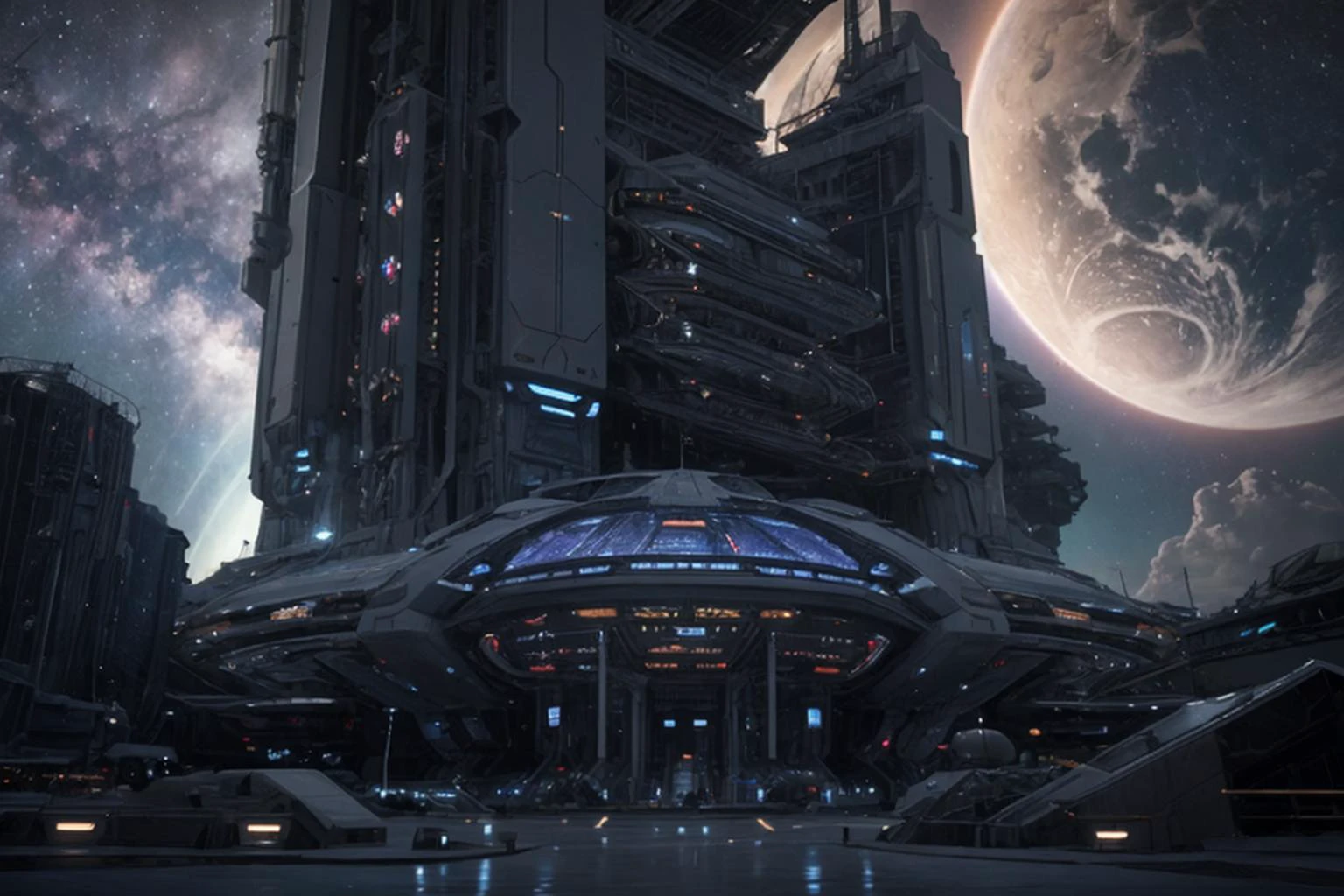 HDR photo, exterior futuristic space station being built, space, stars, nebula, intricate, detailed, science_fiction,
high dynamic range, vivid, rich details, clear shadows and highlights, realistic, intense, enhanced contrast, highly detailed, masterpiece, absurdres, detailed skin, cinematic lighting,