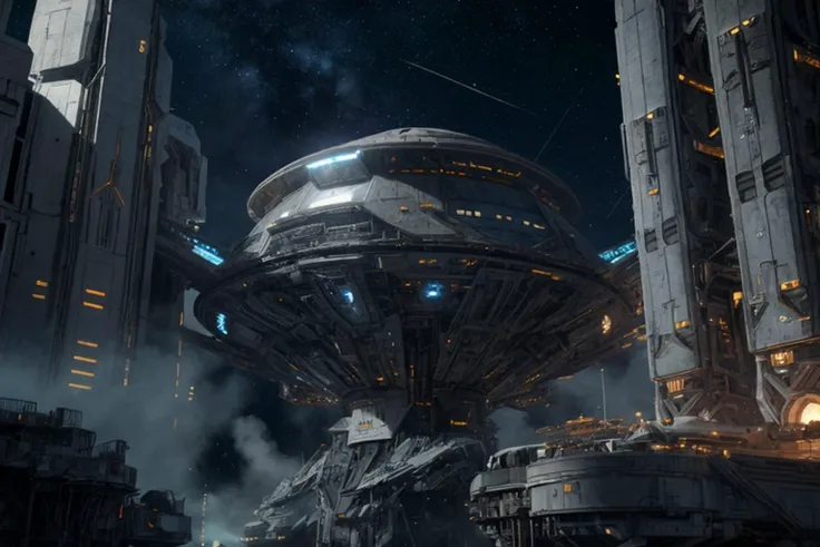 HDR photo, exterior futuristic space station being built, space, stars, nebula, intricate, detailed, science_fiction, 
high dynamic range, vivid, rich details, clear shadows and highlights, realistic, intense, enhanced contrast, highly detailed, masterpiece, absurdres, detailed skin, cinematic lighting,