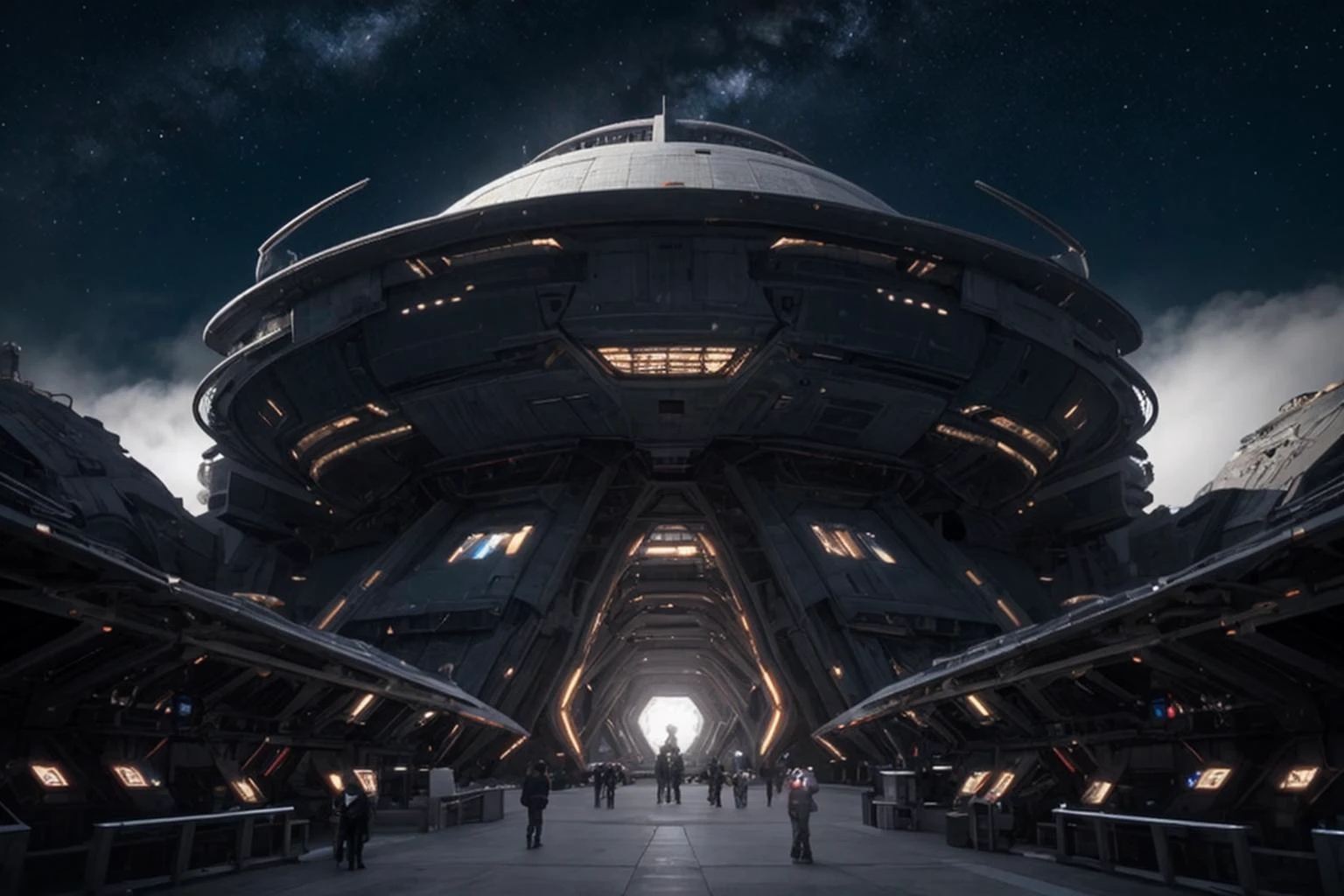HDR photo, exterior futuristic space station being built, space, stars, nebula, intricate, detailed, science_fiction,
high dynamic range, vivid, rich details, clear shadows and highlights, realistic, intense, enhanced contrast, highly detailed, masterpiece, absurdres, detailed skin, cinematic lighting,