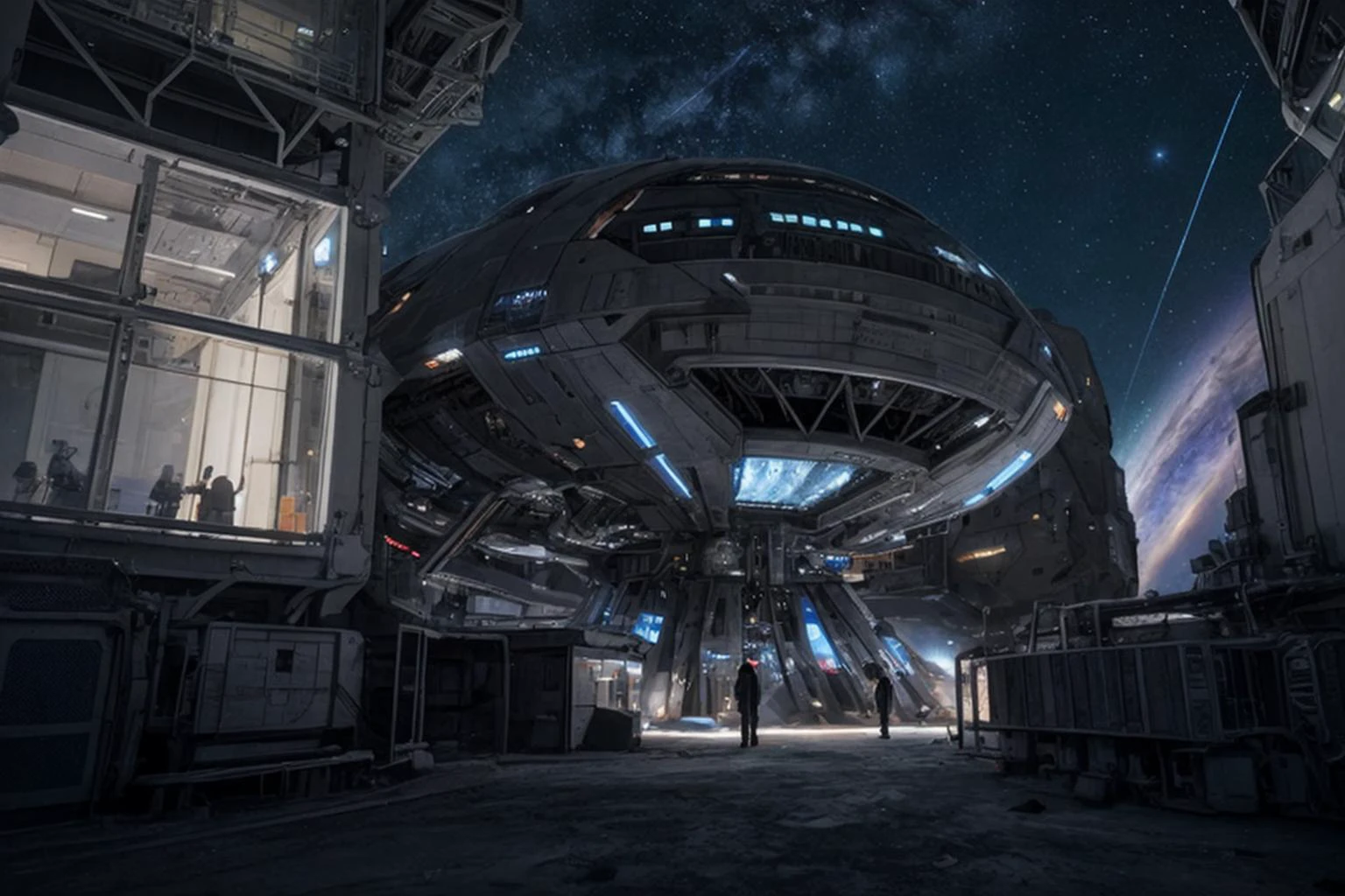 HDR photo, exterior futuristic space station being built, space, stars, nebula, intricate, detailed, science_fiction,
high dynamic range, vivid, rich details, clear shadows and highlights, realistic, intense, enhanced contrast, highly detailed, masterpiece, absurdres, detailed skin, cinematic lighting,