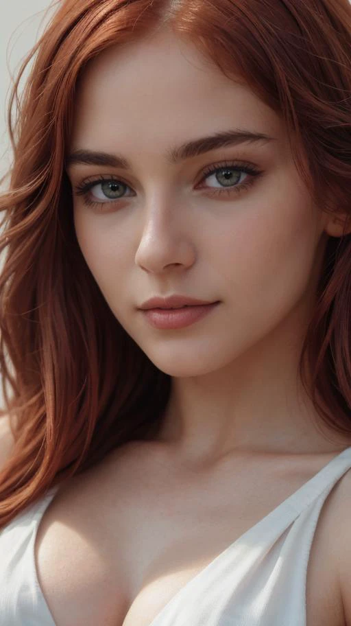 (full shot), 1girl, thin, ((long red hair)), green eyes, looking at viewer, portrait, headshot, (large breasts), sports bra, covered nipples,
(((simple background gradient))),
extremely detailed CG 8k wallpaper, perfect lighting, (masterpiece:1), (best_quality:1), ultra high res, 4K, ultra-detailed, photography, 8K, HDR, highres, (absurdres:1.2), Kodak portra 400, film grain, blurry background, (bokeh:1.2), better_tits, epiCRealism, <lora:real_skin:0.6>, <lora:locon_perfecteyes_v1_from_v1_64_32:1>, perfecteyes eyes,