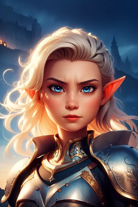 masterpiece, high quality best quality,close up,1girl, Angry, Elf, Princess, Castle, Fantasy, Fiction, Royalty, Regal, Noble, Medieval, Armor, Battle, War, Warrior, Woman, Female, Strong, Powerful, Fierce, Brave, Determined, Resilient, Stoic, Pensive, Moody, Tempestuous, Brooding, Dark, Mysterious, Intense, Dramatic, Gloomy, Eerie, Haunting, Enchanting, Magical, Ethereal, Elven, Pointed Ears