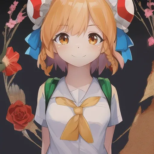 masterpiece,Amazing, beautiful detailed sky, (fluttered detailed splashs),((extremely detailed CG unity 8k wallpaper)), ((masterpiece)), ((best quality)), (official art), (extreme detailed illustration), cinematic lighting, art of light novel, highres, original, extremely detailed walpaper,check commentary,commentary request,((1girl)), (solo focus), (gold hair), short hair, braided hair, emerald eyes, (beautiful detailed eyes), ((beautiful detailed eyes)), school uniform, stockings,floating hair,shirt, short sleeves, bagpack, ((smile, )), (happy),(((arm behind back))),((furry))