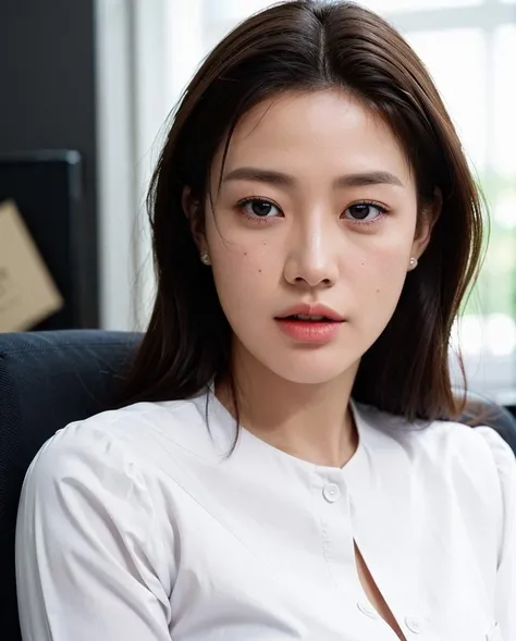 1girl, (realistic:1.3), (office lady:1.5), finely detailed, (masterpiece:1.2), (photorealistic:1.2), (best quality), (detailed skin:1.3), dramatic lighting, film grain