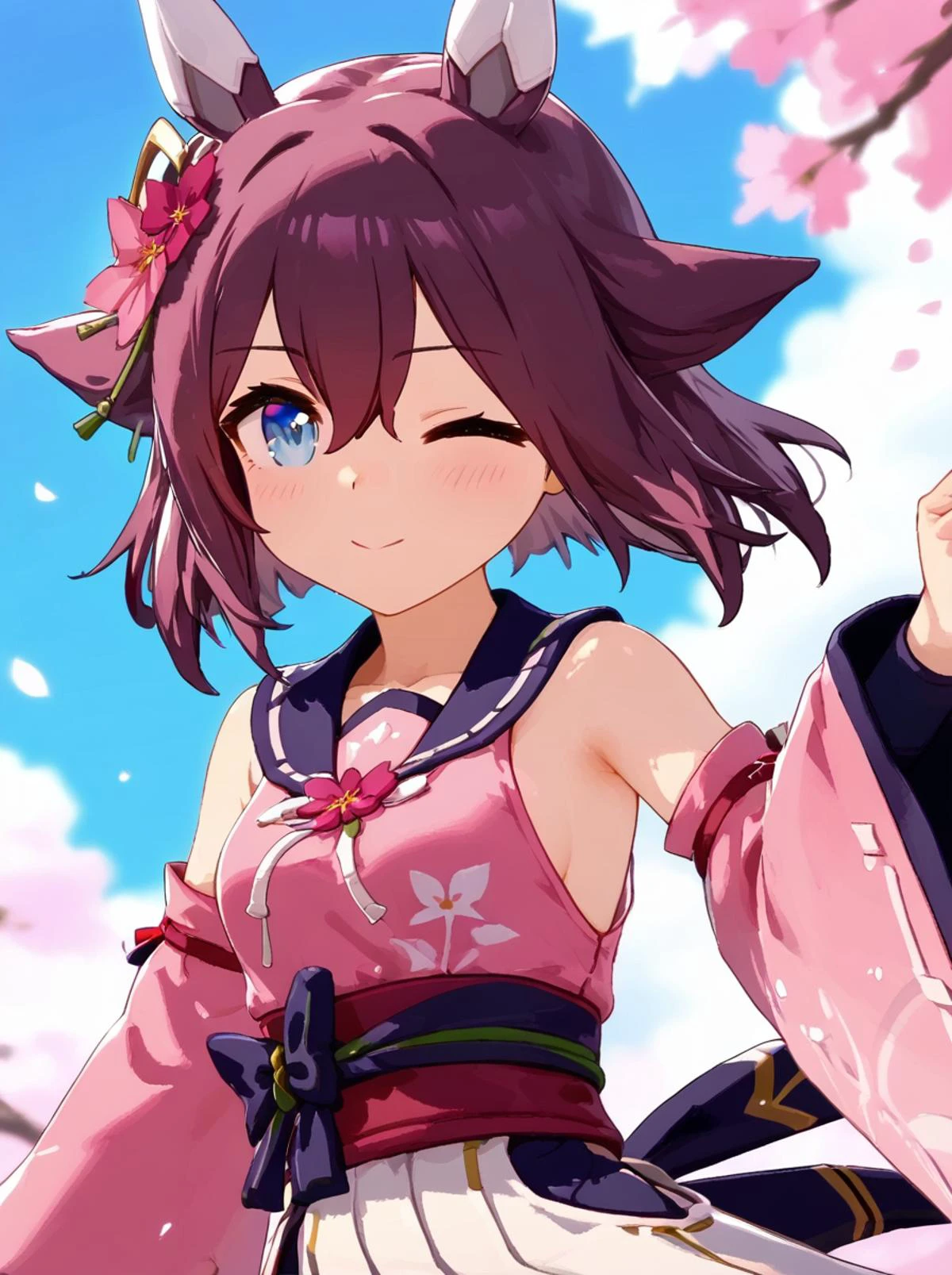 score 9, score 8 up, score 7 up, rating questionable,
detailed background,
<lora:chiyono.pony:1>,
chiyono,
medium breasts, wide hips, shiny skin,
smile, looking at viewer, light blush, one eye closed,
outdoor,