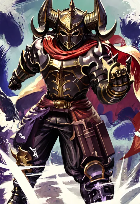 score_9, score_7_up BREAK helmetBK, horned helmet, cape, armor, shoulder armor, gauntlets, black pants,abstract background,fighting stance,dynamic pose,motion lines <lora:gbfbk-pdxl-nvwls-v1:0.8> <lora:ujac_pd_unet_t2:1>