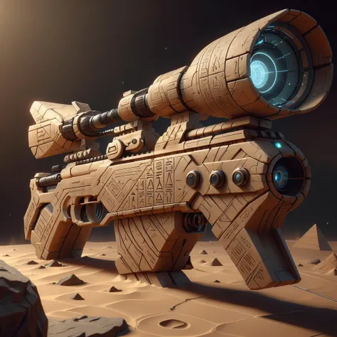 <lora:EgyptTech-30:0.8> egypttech ,scifi, hieroglyphs, sandstone,
(simple background:1.3), game cg, sniper rifle