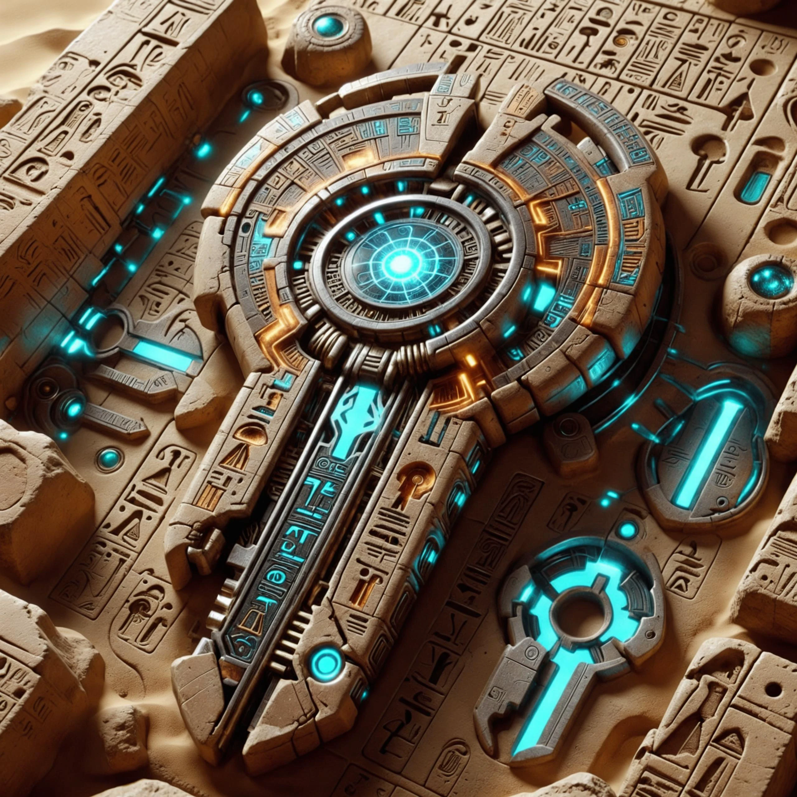 <lora:EgyptTechXL:0.8> egyptTech, scifi key,