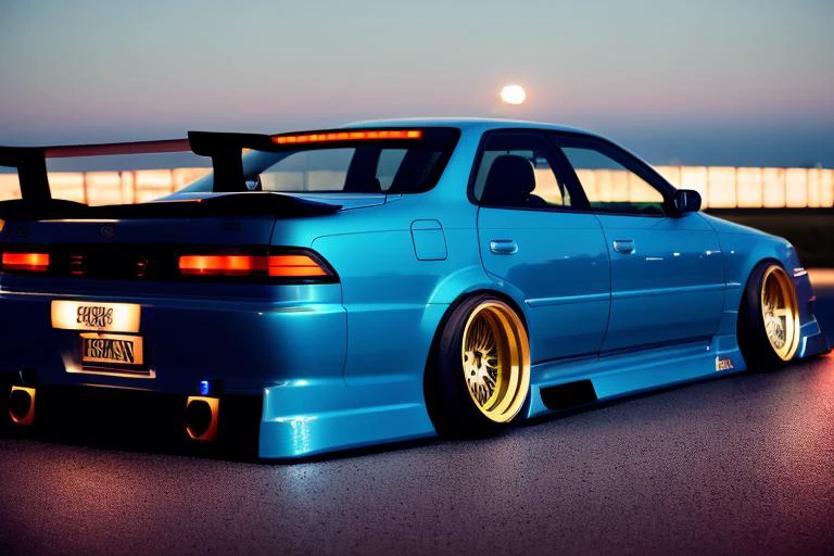 (STANCE), masterpiece,best quality,official art,extremely detailed CG unity 8k wallpaper,illustration, light,car, bright, sports car, vehicle focus, road, ((need for speed)),((NFS)), moving, wet, (((night, midnight))),neon lights,drift, <lora:MARKII:0.8>, (MARKII)