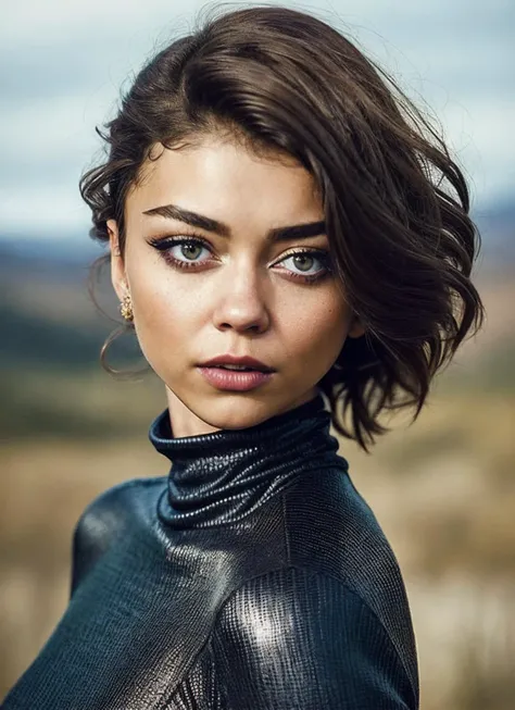 A stunning intricate full color portrait of (sks woman:1), wearing a black turtleneck, epic character composition, by ilya kuvshinov, alessio albi, nina masic, sharp focus, natural lighting, subsurface scattering, f2, 35mm, film grain, <lora:locon_sarahhyland_v1_from_v1_64_32:1.25>