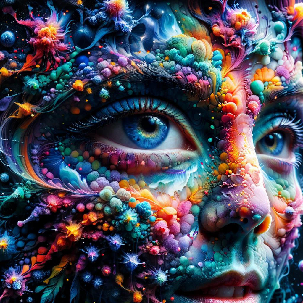 A ral-trichome masterpiece, best quality,dreamy astral travel, galaxy eyes in space dissolving into nebula on black background, holographic, cosmic, illustration ,mixed styles by Pablo Amaringo and Agnes Cecile and Dave White and Marc Allante, highly detailed acryl painting, amazing depth, cinematic, dull light, mysterious, beautiful dark colors, perfect composition by head of prompt engineering <lora:xl_more_art-full_v1:0.6>,<lora:ral-trichome-sdxl:1>,.,,.<lora:EnvyBetterHiresFixXL01:0:hr=1>.)) 16k UHD,Award Winning Photography,Ultra High Resolution, Canon EOS 6D, 135.0mm, f/2.0s, 1/125s, ISO 100 <lora:great_lighting:1.2> <lora:more_details:1.2>