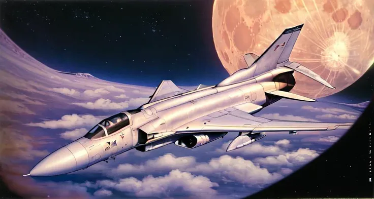 fighter jet, airplane, aircraft, no humans, flying, skyscrapers, military, on the moon,