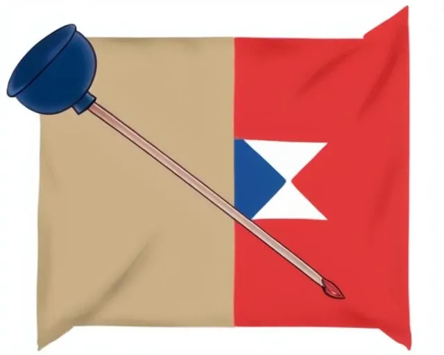 <lora:plunger_v1:0.7>, (plunger:1), red arrow, solo, flange_plunger, national flag