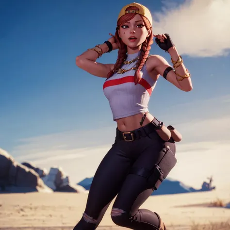 1girl, solo, masterpiece, best quality, dynamic lighting, normal breasts, full body,
<lora:fnAura_v1.1:0.5>, fnaura, headwear, pants, necklace, twin braids, (facepaint:0.6),