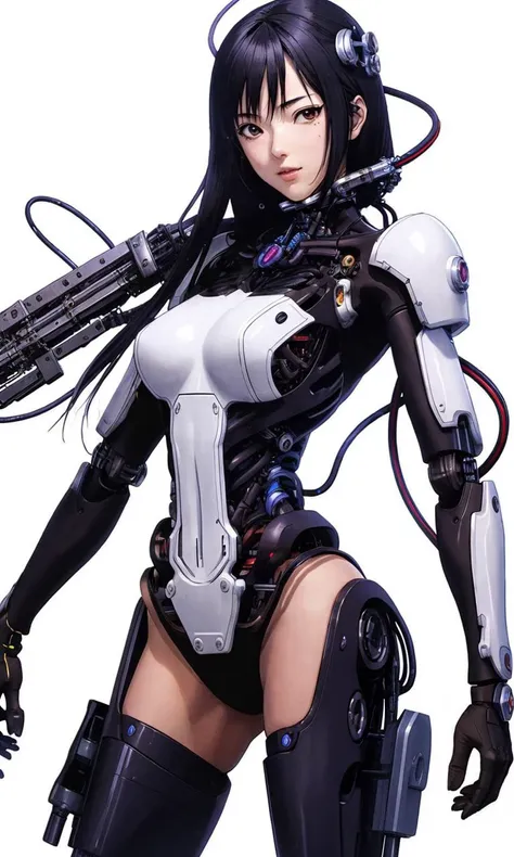 (Masterpiece, Top Quality, Best Quality, Official Art, Beauty and Aesthetics: 1.2), (1girl: 1.3), Extremely Detailed, Colorful, Most Detailed ((Ultra Detailed)), (Highly Detailed CG Illustration), (Very Delicate and Beautiful), (Front or Side), Cinema Light, ((2 Mechanical Girls)), Double, Full Body, (Machine-Made Joints: 1.2), ((Mechanical Limbs)), (Mechanical Verpebrae Attached to the Back), ((Mechanical Cervical Vertebrae Attached to the Neck)), (lying or kneeling), naked, expressionless, (wires and cables attached to the neck: 1.2), (wires and cables on the head: 1.2) (character focus), science fiction, white background, (blood: 1.5)